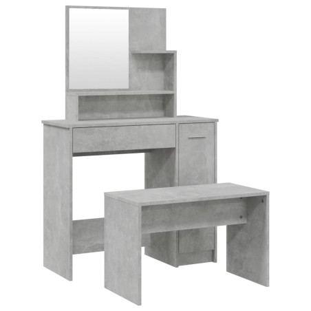 vidaXL Set Tavolo da Toeletta Grigio Cemento 86,5x35x136 cm