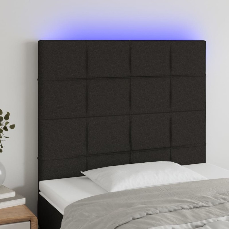 Testiera a LED Nera 80x5x118/128 cm in Tessuto Testiera a LED Nera 80x5x118/128 cm in Tessuto