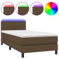 vidaXL Letto a Molle Materasso e LED Marrone Scuro 80x200cm in Tessuto vidaXL Letto a Molle Materasso e LED Marrone Scuro 80x200cm in Tessuto