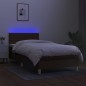 vidaXL Letto a Molle Materasso e LED Marrone Scuro 80x200cm in Tessuto vidaXL Letto a Molle Materasso e LED Marrone Scuro 80x200cm in Tessuto
