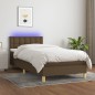 vidaXL Letto a Molle Materasso e LED Marrone Scuro 80x200cm in Tessuto vidaXL Letto a Molle Materasso e LED Marrone Scuro 80x200cm in Tessuto