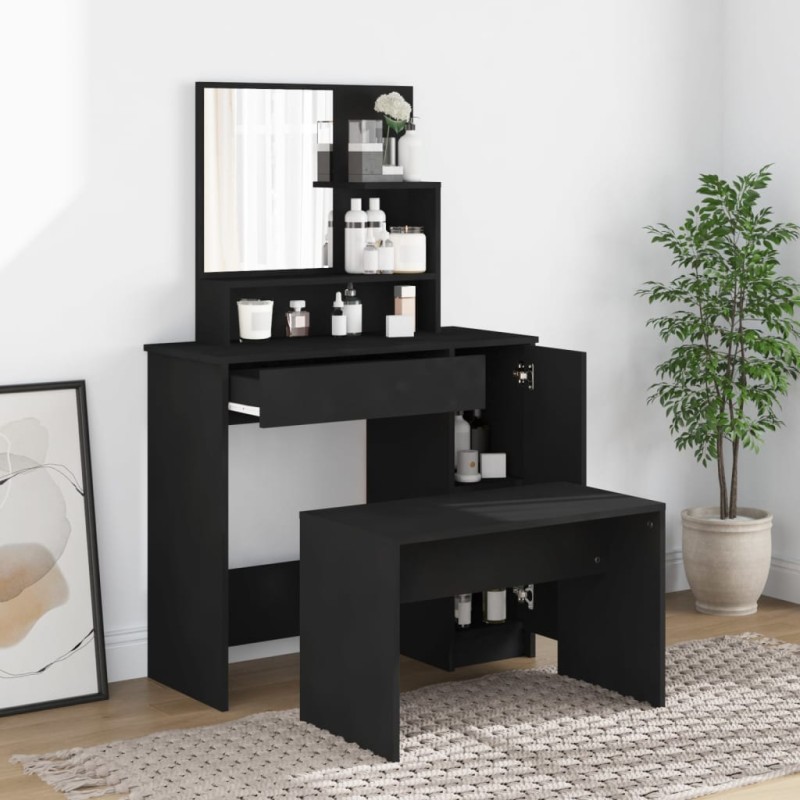 vidaXL Set Toeletta Nero 86,5x35x136 cm vidaXL Set Toeletta Nero 86,5x35x136 cm