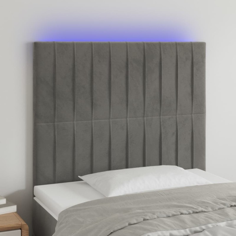vidaXL Testiera a LED Grigio Chiaro 80x5x118/128 cm in Velluto vidaXL Testiera a LED Grigio Chiaro 80x5x118/128 cm in Velluto