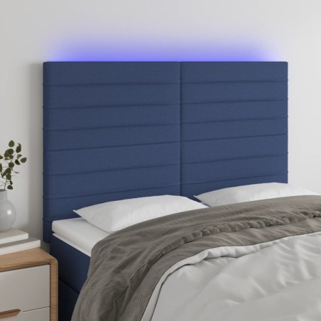 vidaXL Testiera a LED Blu 144x5x118/128 cm in Tessuto