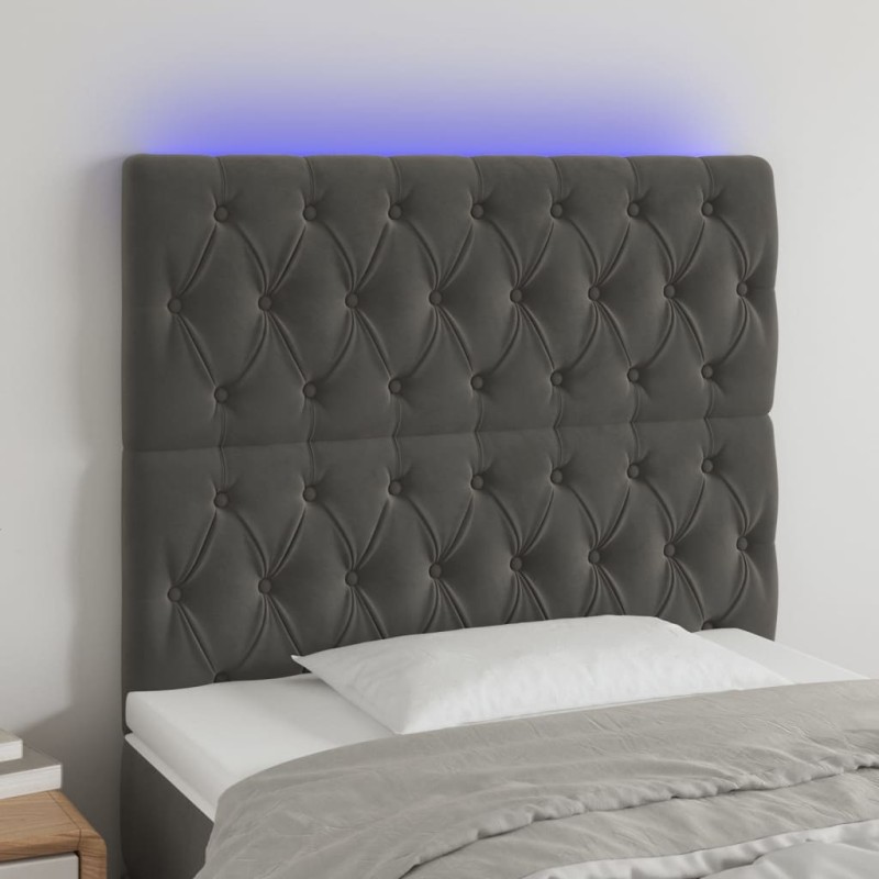 vidaXL Testiera a LED GrigioScuro 90x7x118/128cm in Velluto vidaXL Testiera a LED GrigioScuro 90x7x118/128cm in Velluto