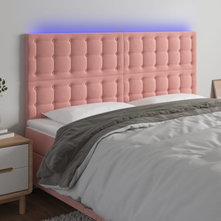 Testiera a LED Rosa 160x5x118/128 cm in Velluto