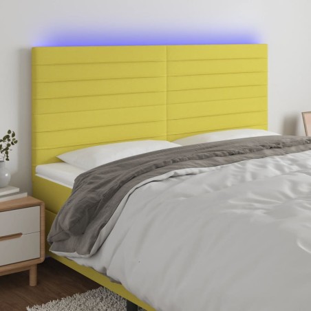 Testiera a LED Verde 160x5x118/128 cm in Tessuto