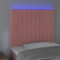 Testiera a LED Rosa 100x5x118/128 cm in Velluto Testiera a LED Rosa 100x5x118/128 cm in Velluto