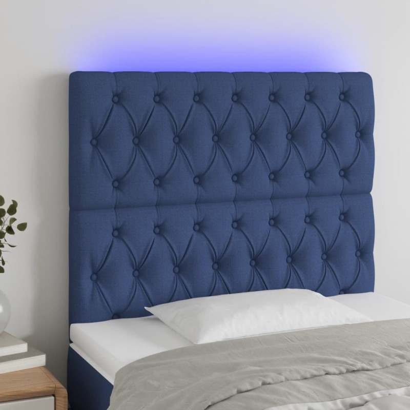 Testiera a LED Blu 100x7x118/128 cm in Tessuto Testiera a LED Blu 100x7x118/128 cm in Tessuto