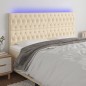 Testiera a LED Crema 200x7x118/128 cm in Tessuto Testiera a LED Crema 200x7x118/128 cm in Tessuto