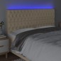 Testiera a LED Crema 200x7x118/128 cm in Tessuto Testiera a LED Crema 200x7x118/128 cm in Tessuto
