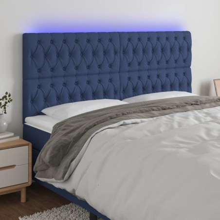 vidaXL Testiera a LED Blu 200x7x118/128 cm in Tessuto