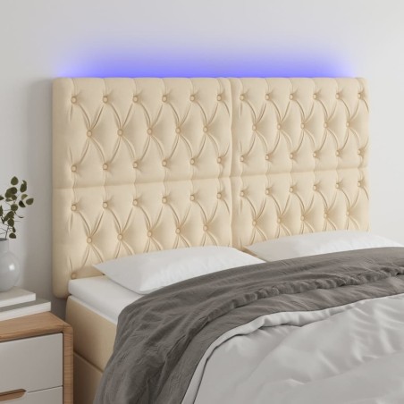 Testiera a LED Crema 160x7x118/128 cm in Tessuto
