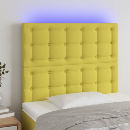 Testiera a LED Verde 80x5x118/128 cm in Tessuto