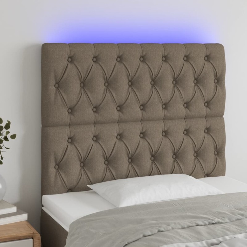 Testiera a LED tortora 90x7x118/128cm in Tessuto Testiera a LED tortora 90x7x118/128cm in Tessuto