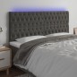 Testiera a LED GrigioScuro 180x7x118/128cm in Velluto Testiera a LED GrigioScuro 180x7x118/128cm in Velluto