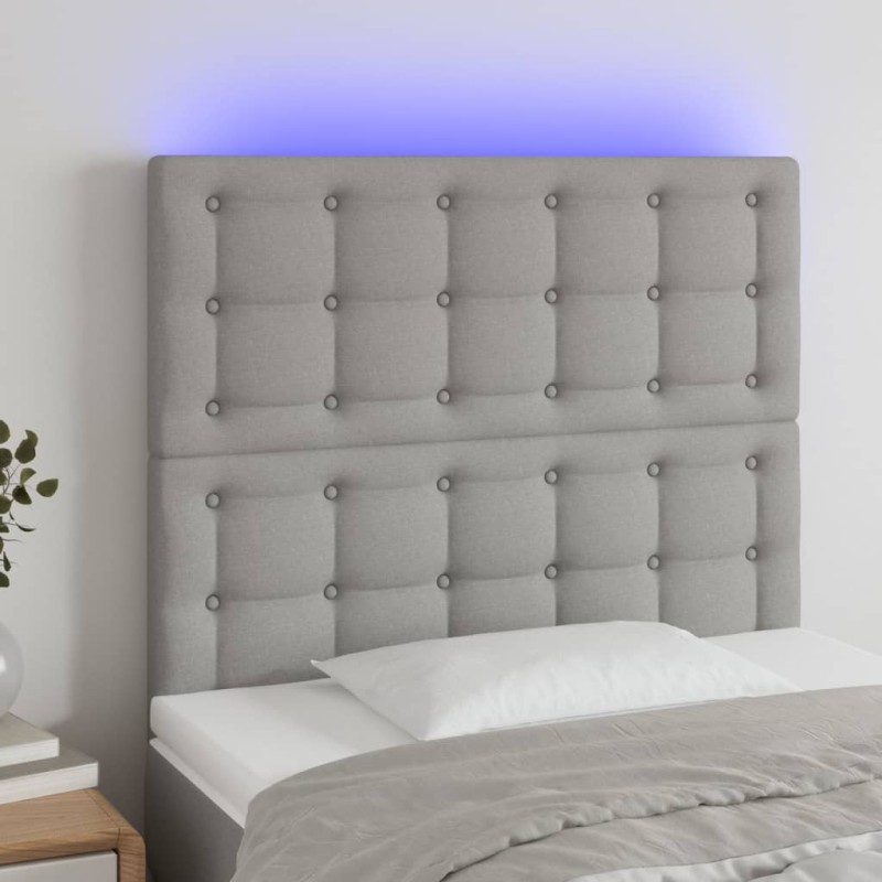 Testiera a LED Grigio Chiaro 90x5x118/128 cm in Tessuto Testiera a LED Grigio Chiaro 90x5x118/128 cm in Tessuto