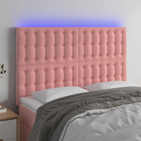 Testiera a LED Rosa 144x5x118/128 cm in Velluto