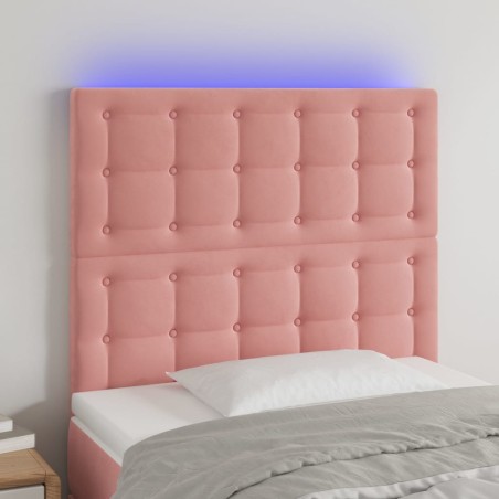 Testiera a LED Rosa 80x5x118/128 cm in Velluto
