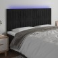 Testiera a LED Nera 160x5x118/128 cm in Velluto Testiera a LED Nera 160x5x118/128 cm in Velluto