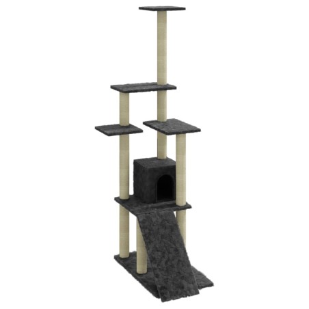 vidaXL Albero per Gatti con Tiragraffi in Sisal Grigio Scuro 155 cm