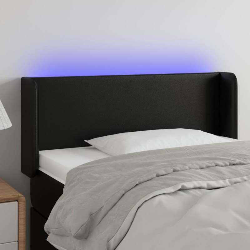 Testiera a LED Nera 103x16x78/88 cm in Similpelle Testiera a LED Nera 103x16x78/88 cm in Similpelle