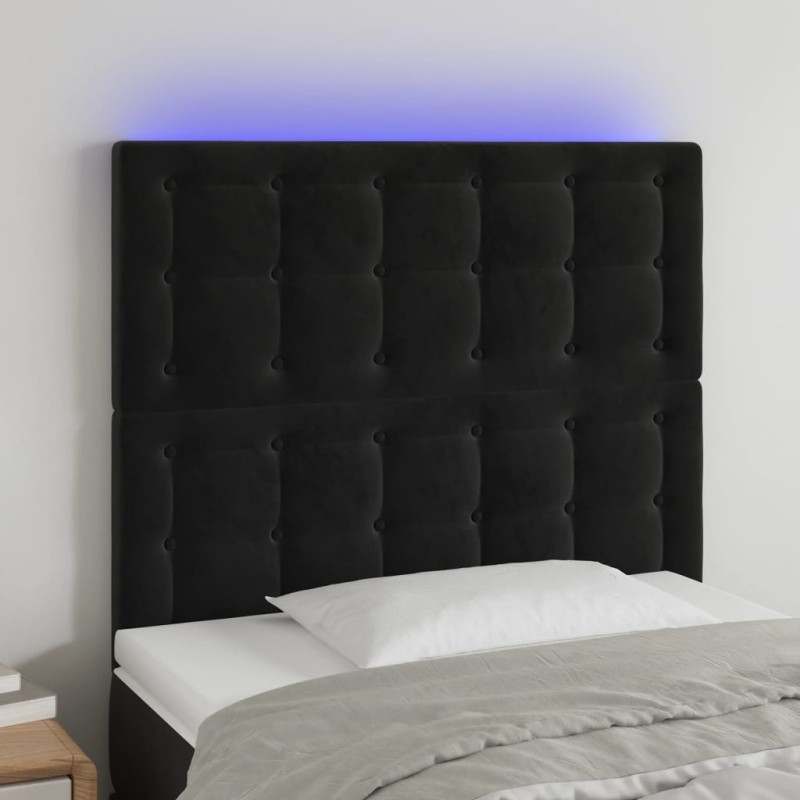 vidaXL Testiera a LED Nera 100x5x118/128 cm in Velluto vidaXL Testiera a LED Nera 100x5x118/128 cm in Velluto