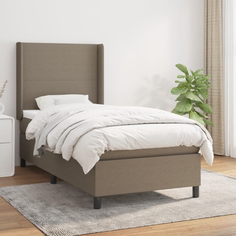 vidaXL Giroletto a Molle con Materasso Tortora 90x190 cm in Tessuto