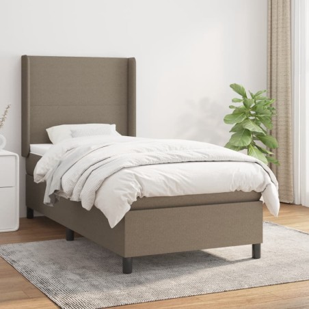 vidaXL Giroletto a Molle con Materasso Tortora 90x190 cm in Tessuto