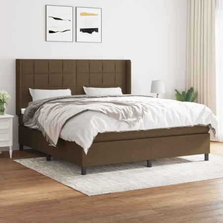 vidaXL Giroletto a Molle con Materasso Marrone Scuro 180x200cm Tessuto