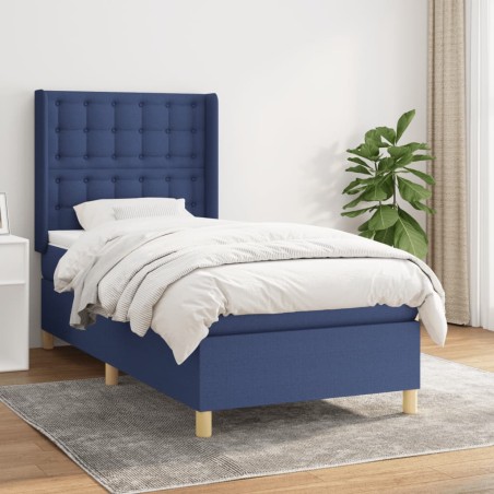 vidaXL Giroletto a Molle con Materasso Blu 90x200 cm inTessuto