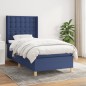vidaXL Giroletto a Molle con Materasso Blu 90x200 cm inTessuto