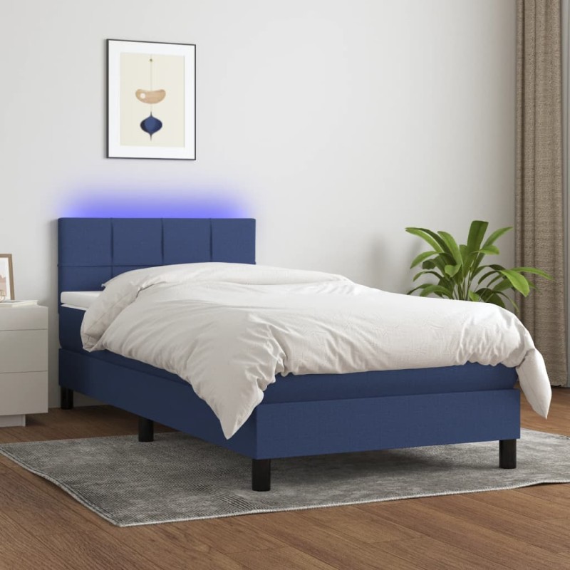 vidaXL Letto a Molle con Materasso e LED Blu 80x200 cm in Tessuto vidaXL Letto a Molle con Materasso e LED Blu 80x200 cm in Tessuto