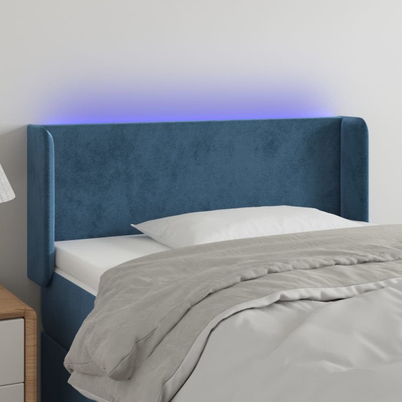 vidaXL Testiera a LED Blu scuro 93x16x78/88 cm in Velluto vidaXL Testiera a LED Blu scuro 93x16x78/88 cm in Velluto
