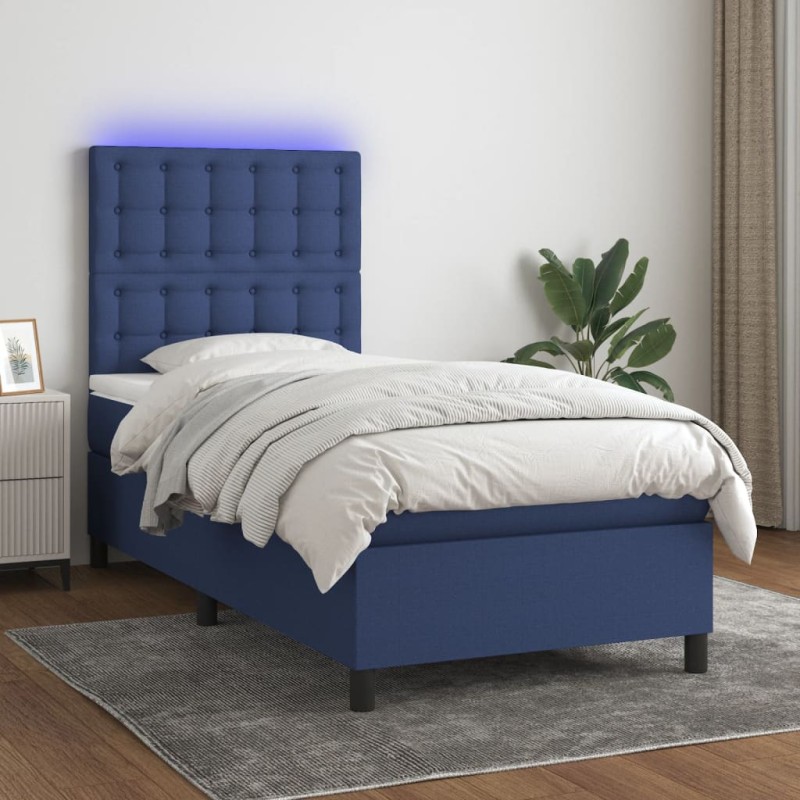 vidaXL Letto a Molle con Materasso e LED Blu 90x200 cm in Tessuto vidaXL Letto a Molle con Materasso e LED Blu 90x200 cm in Tessuto