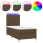 vidaXL Letto a Molle Materasso e LED Marrone Scuro 90x190cm in Tessuto