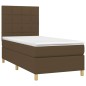 vidaXL Letto a Molle Materasso e LED Marrone Scuro 90x190cm in Tessuto