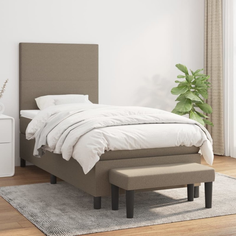 vidaXL Giroletto a Molle con Materasso Tortora 90x190 cm in Tessuto
