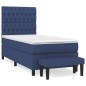 vidaXL Giroletto a Molle con Materasso Blu 90x200 cm inTessuto