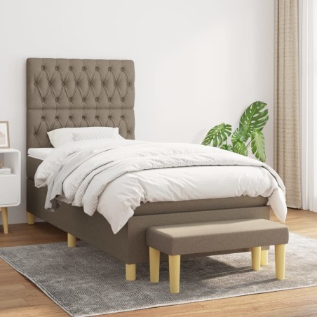vidaXL Giroletto a Molle con Materasso Tortora 90x190 cm in Tessuto