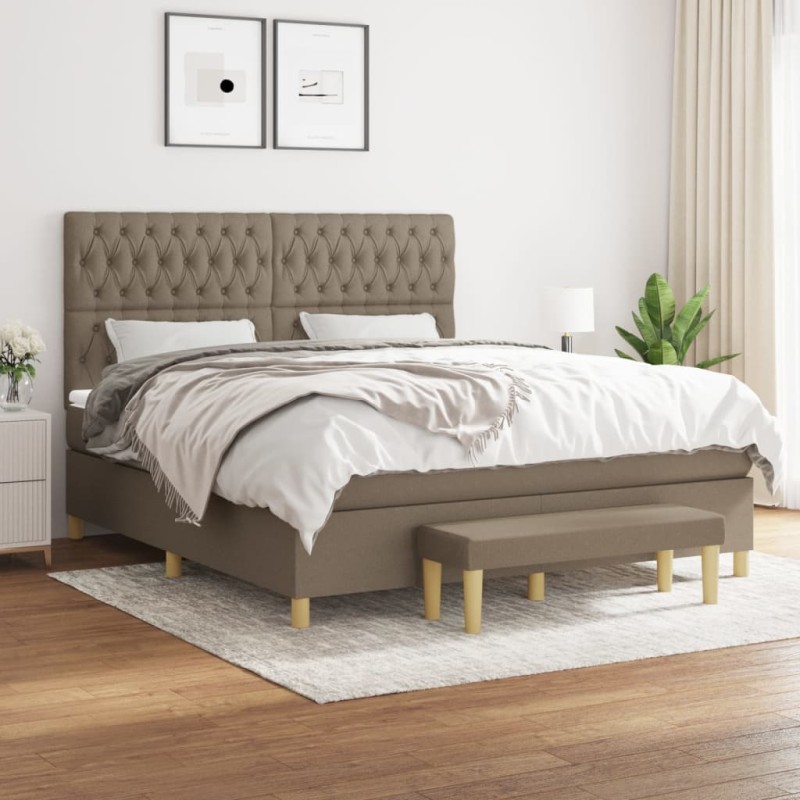 vidaXL Giroletto a Molle con Materasso Tortora 180x200 cm in Tessuto