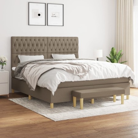 vidaXL Giroletto a Molle con Materasso Tortora 180x200 cm in Tessuto