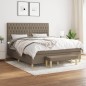 vidaXL Giroletto a Molle con Materasso Tortora 180x200 cm in Tessuto