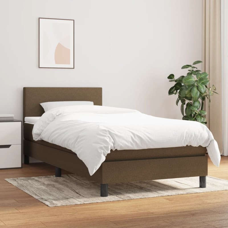 vidaXL Giroletto a Molle con Materasso Marrone Scuro 90x190cm Tessuto