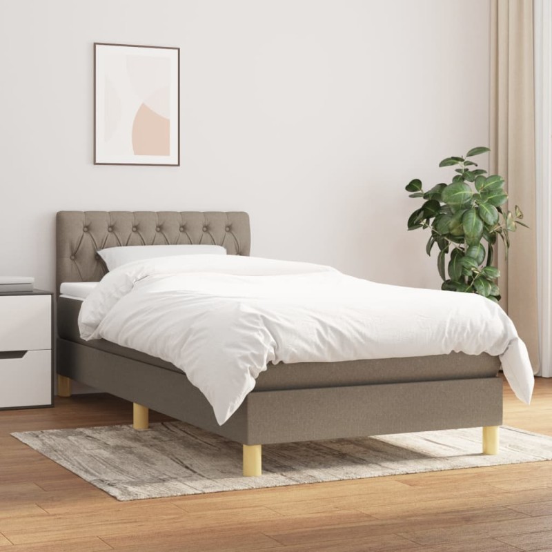 vidaXL Giroletto a Molle con Materasso Tortora 90x190 cm in Tessuto