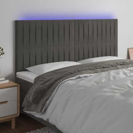 vidaXL Testiera a LED GrigioScuro 200x5x118/128cm in Velluto