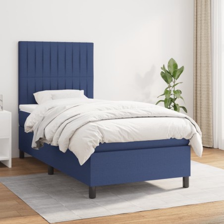vidaXL Giroletto a Molle con Materasso Blu 90x200 cm inTessuto