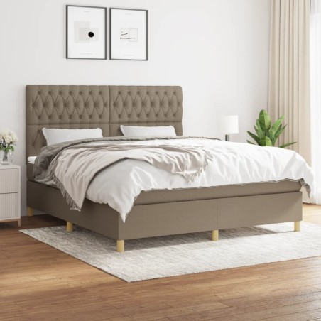 vidaXL Giroletto a Molle con Materasso Tortora 180x200 cm in Tessuto
