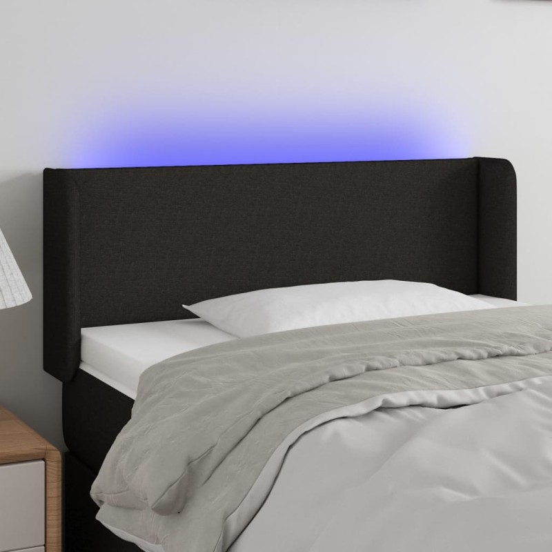 Testiera a LED Nera 93x16x78/88 cm in Tessuto Testiera a LED Nera 93x16x78/88 cm in Tessuto