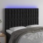 Testiera a LED Nera 144x5x118/128 cm in Velluto Testiera a LED Nera 144x5x118/128 cm in Velluto